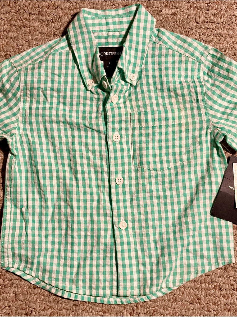 Nordstrom Kids Green Gingham Button-Up Shirt